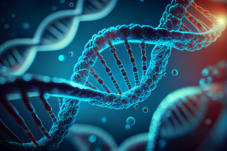 Blue DNA strands