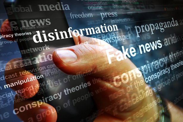 Fake news propaganda conspiracy theories disinformation manipulation news titles illustration