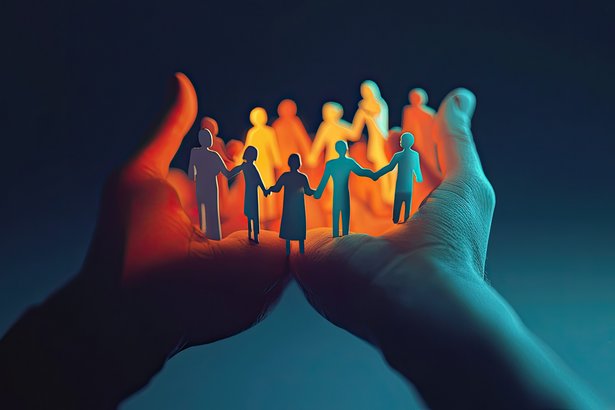  Hands holding a community of people